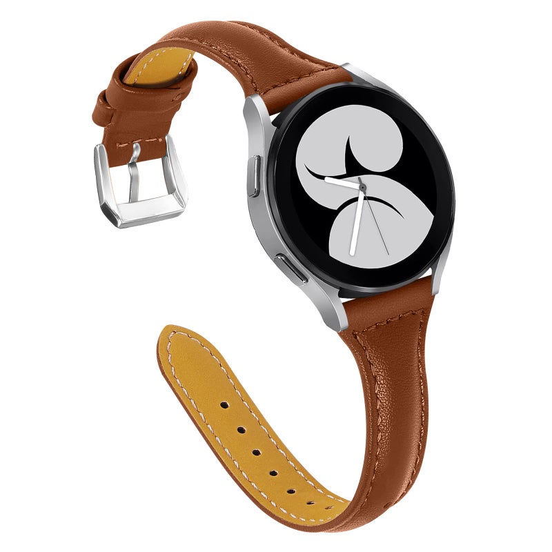 JOYOZY Slim Bands Compatible with Samsung Watch 7/6/5/4 40mm 44mm/Watch5 pro 45mm/Galaxy Watch FE 40mm/Active2 40mm 44mm/Galaxy Watch 6/4 Classic,Genuine Leather Wristband Strap 20mm Quick Release Band - Image 1